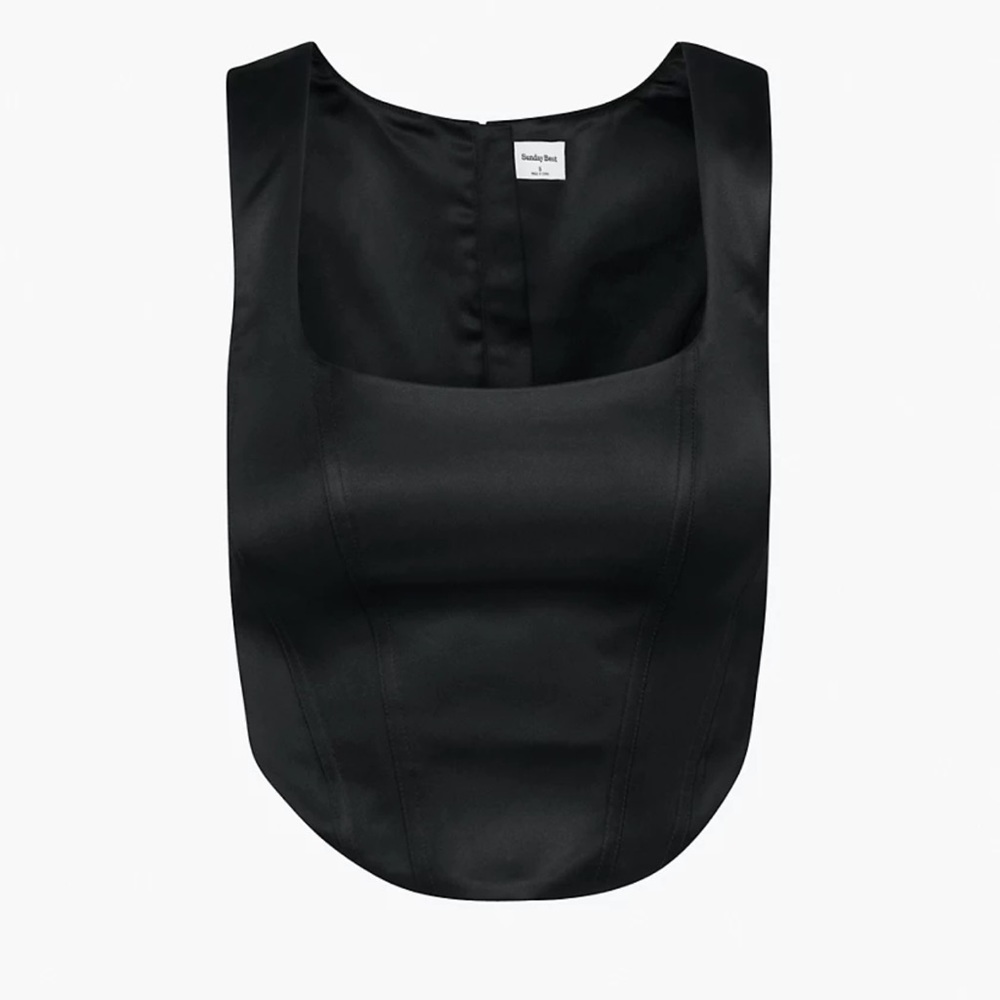 Sunday Best Black Satin Corset-Style Tank